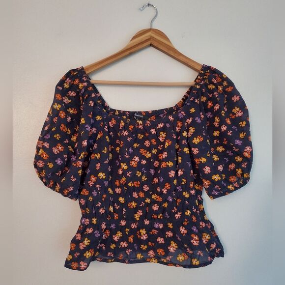 Madewell Smocked-Waist Crop Top in Aloha Floral women's size Small - Picture 1 of 9
